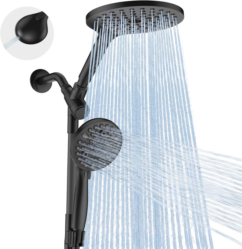 MakeFit Dual Handheld Shower Head Combo, 2-in-1 Rain Shower Heads System 8 Inch Rainfall Shower Head and 10 Modes High Pressure Hand Held Showerhead with Built-in Power Wash - Image 1